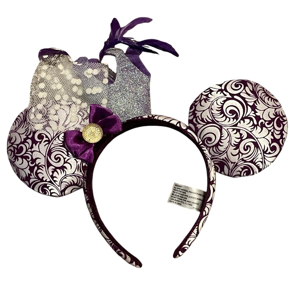 Disney Parks Minnie Mouse Ears Purple and Silver Headband - Picture 1 of 4
